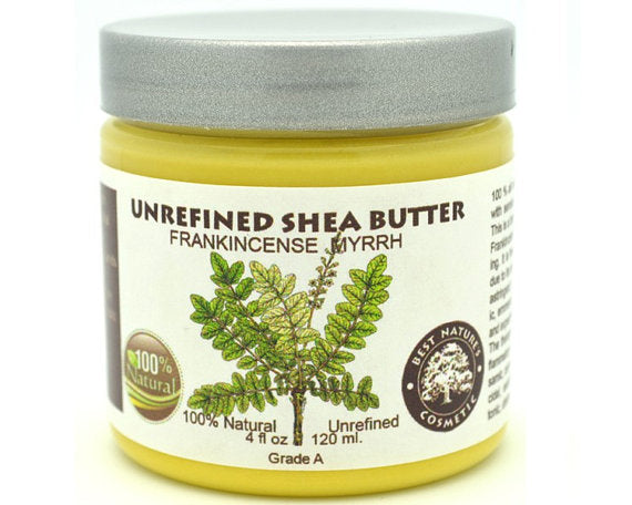 Unrefined Frankincense Myrrh Shea Butter calms and